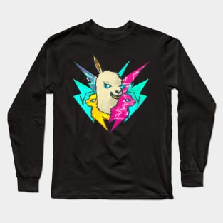 Street art graffiti colorful thunder llamas Long Sleeve T-Shirt